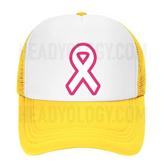 Cancer Awareness Hat Pink Ribbon Baseball Trucker Hat(Choose your color) - Picture 6 of 16